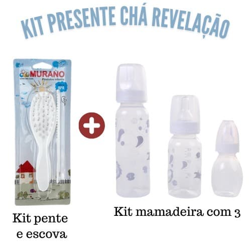 Kit 5 Peças Branco Unisex - 3 Mamadeiras + Conjunto Escova e Pente