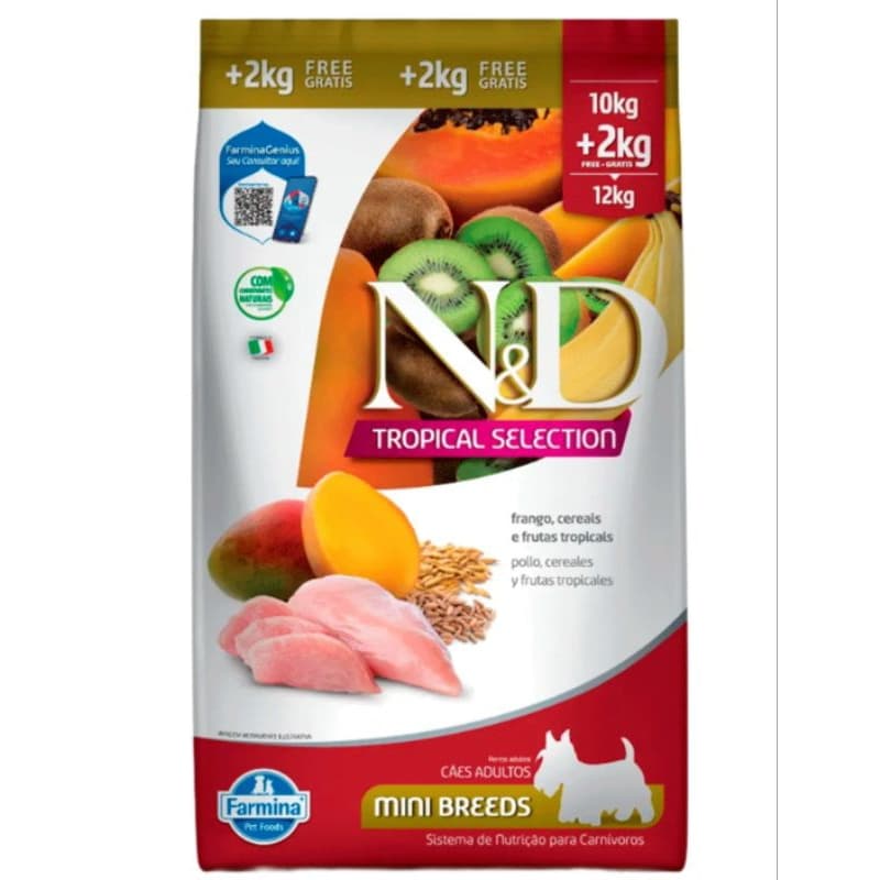 RAÇÃO SECA NED TROPICAL SELECTION SABOR FRANGO,CEREAIS,FRUTAS TROPICAIS 2+10(12KHG
