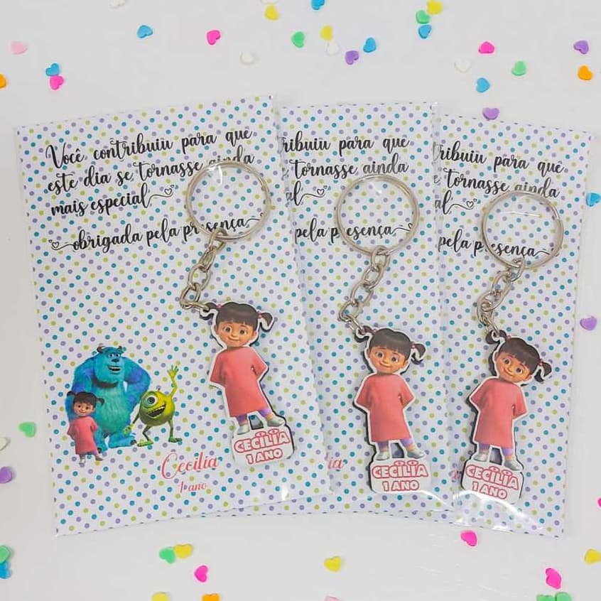 Chaveiros personalizados Monstros S.A. - Boo - Lembrancinha de festa Aniversário Infantil