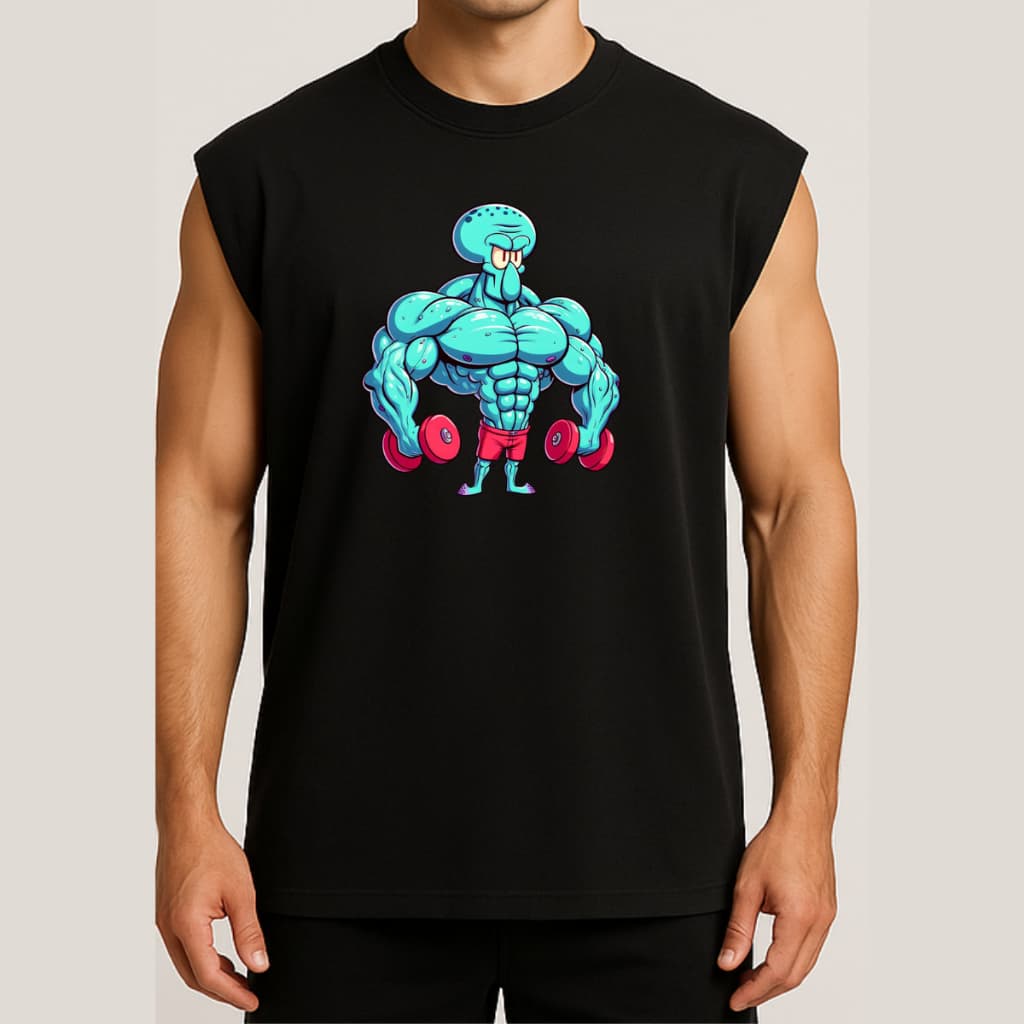 Regata Masculina Oversized Academia Treino Ombro Largo Estampada Lula Molusco Maromba Fitness