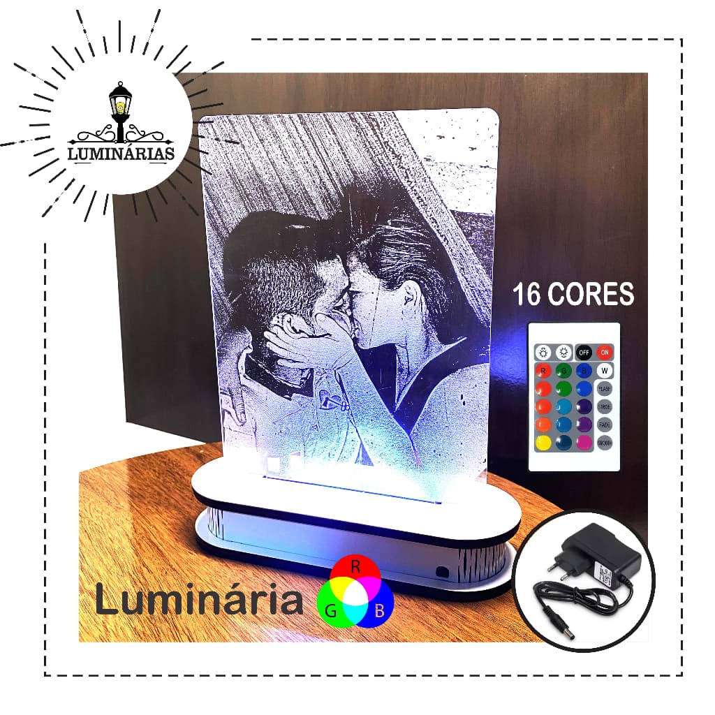 Luminária De Foto Led RGB 16 Cores Personalizavel
