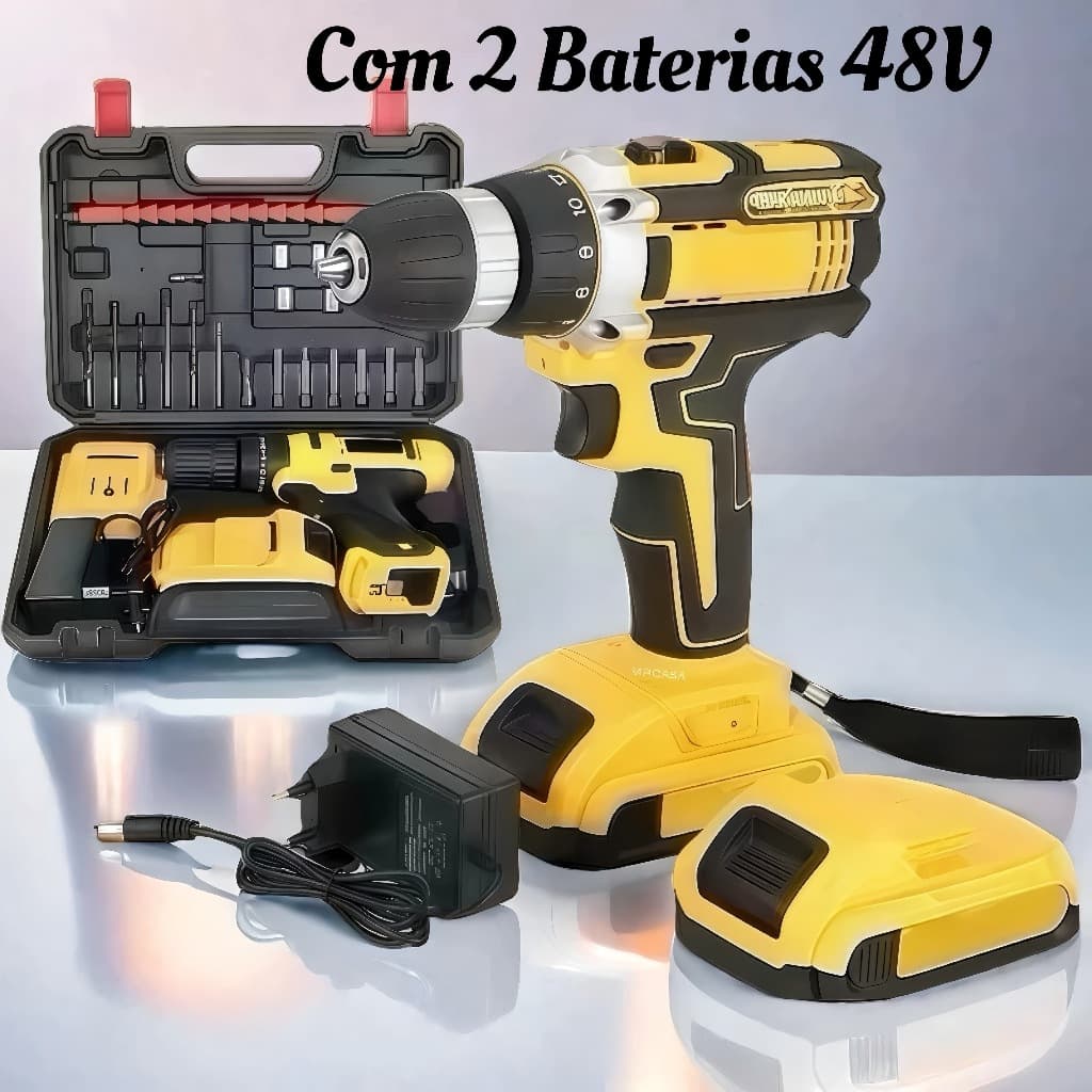 Kit de 28pcs Parafusadeira/Furadeira be Impacto Kit Maleta COM DUAS Or UM BATERIAS  220V/110V