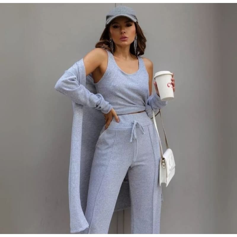 Calça Pantalona Cintura Alta Com Vinco e Bolso Lanzinha