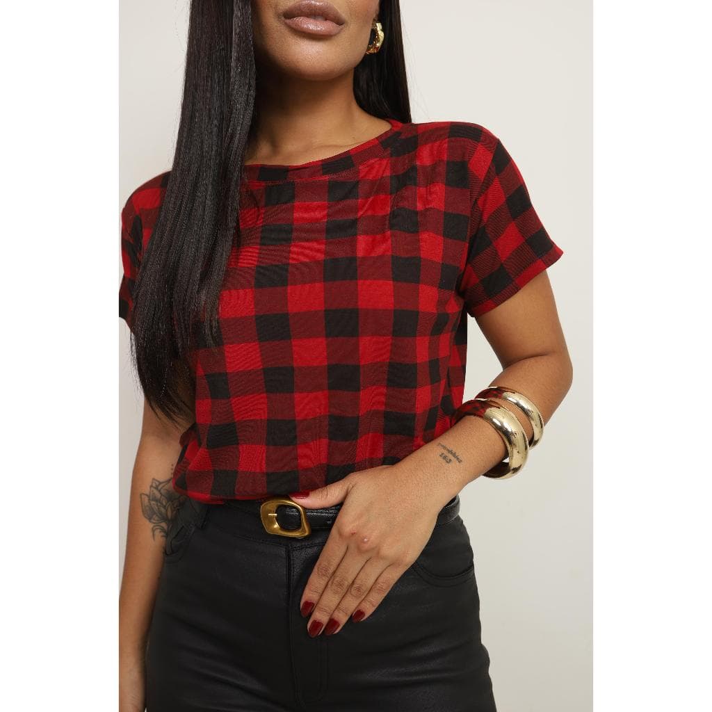 Camisa Blusa Xadrez Feminina Manga Curta Lisa Soltinha  Moda Blogueira  Envio Emediato Lançamento Top