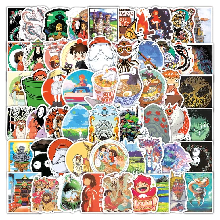 kit 100 adesivos Totoro kiki ponyo Porco Rosso Castelo Chihiro Animado Studio Ghibli Geek Nerd Anime