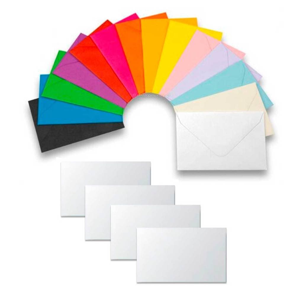 Mini Envelope Visita Colorido + Cartão em Branco mensagem, recado floricultura Cestas e convite