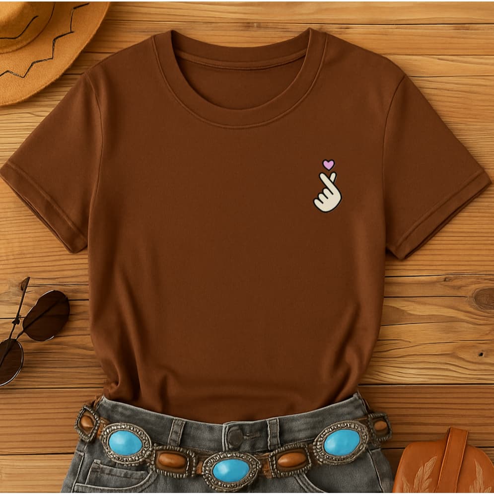 Camiseta Coração Kpop Unissex Dorama T-shirt Looks Coreano Estampada Básica