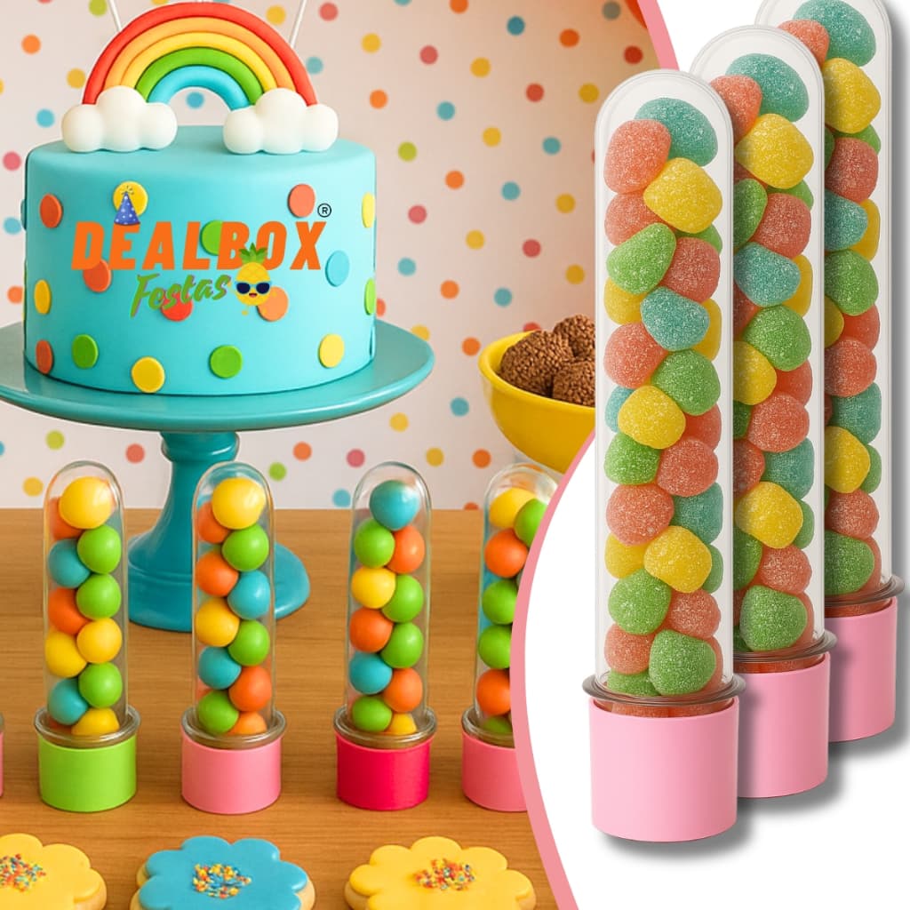 Kit Tubete 13cm Várias Cores Lembrancinha Festa Infantil Surpresa Aniversário