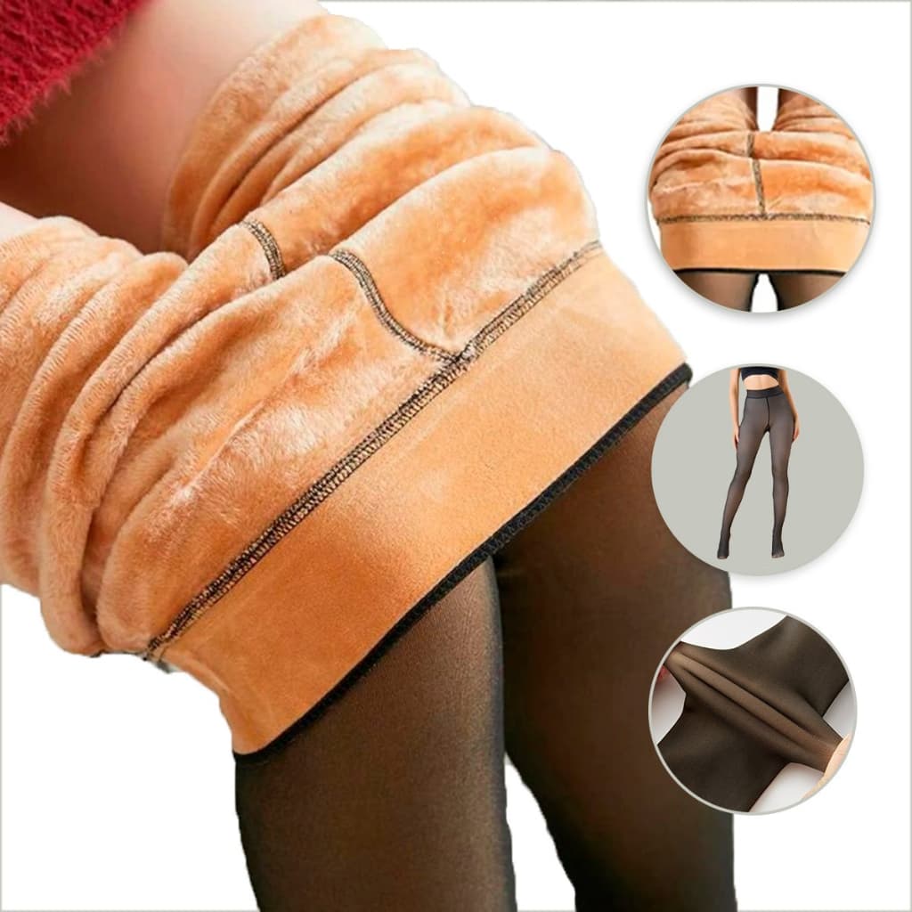 Meia Calça Translucida de Lã Forrada Térmica Pele Pelucia Mulher Feminina Frio Inverno