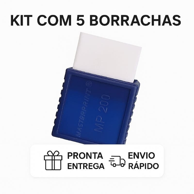 Kit 5 Borracha Branca MasterPrint - Escolar - Papelaria - Material Escolar - Uso Diário - Escritório