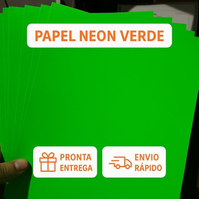 Papel Neon Verde Fluorescente A4 180g - 20 Folhas - Artesanato - Escola - Projetos Criativos - DIY