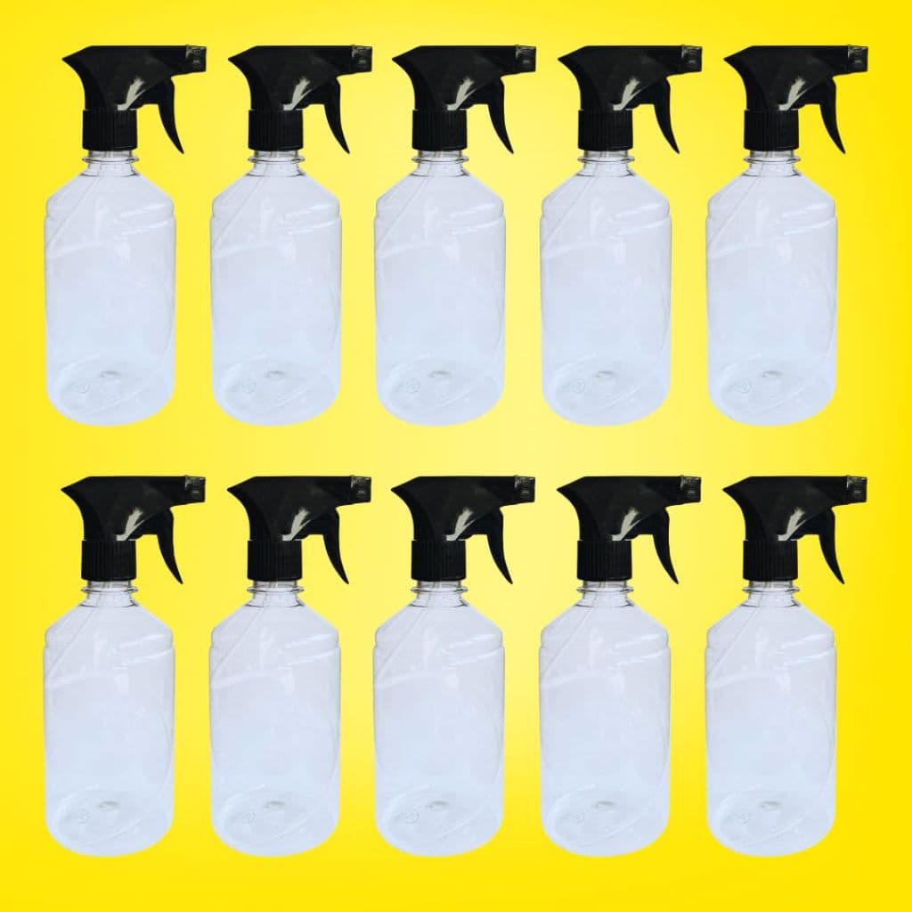 Frasco Spray 500ml | Borrifador Pulverizador Manual Multiuso Plástico Transparente (Kit 10 Unidades)