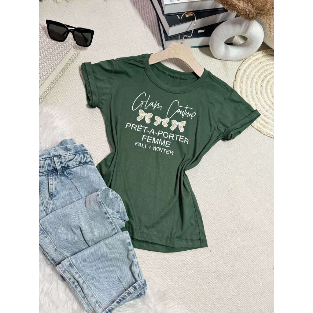 camiseta tshirt feminina manga curta algodão 100 % Gola careca sempre com estampa