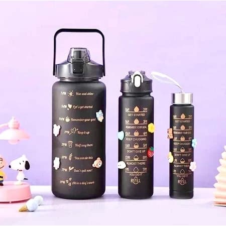 Garrafa Grande 2000ML ou 900ML Com Canudo, Frases Motivacionais e Adesivos