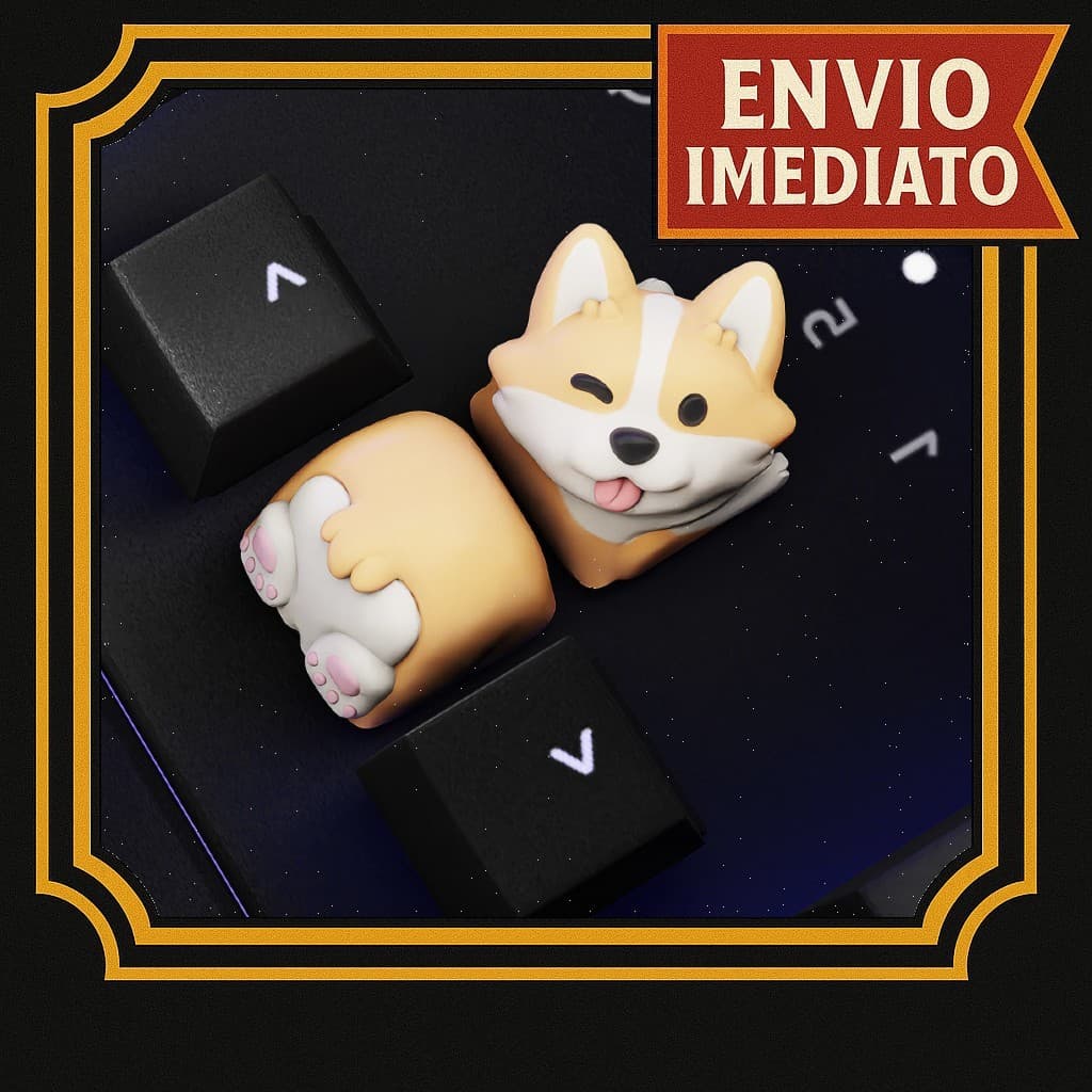 Keycap Cachorrinho FofoTecla de teclado mecânico setup PC personalizado Cute Corgi conjuntinho - parzinho cachorro