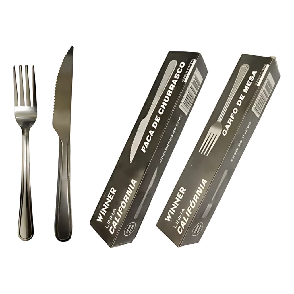 Jogo Garfo Faca Inox 24 Peças Bar Restaurante Buffet Talher