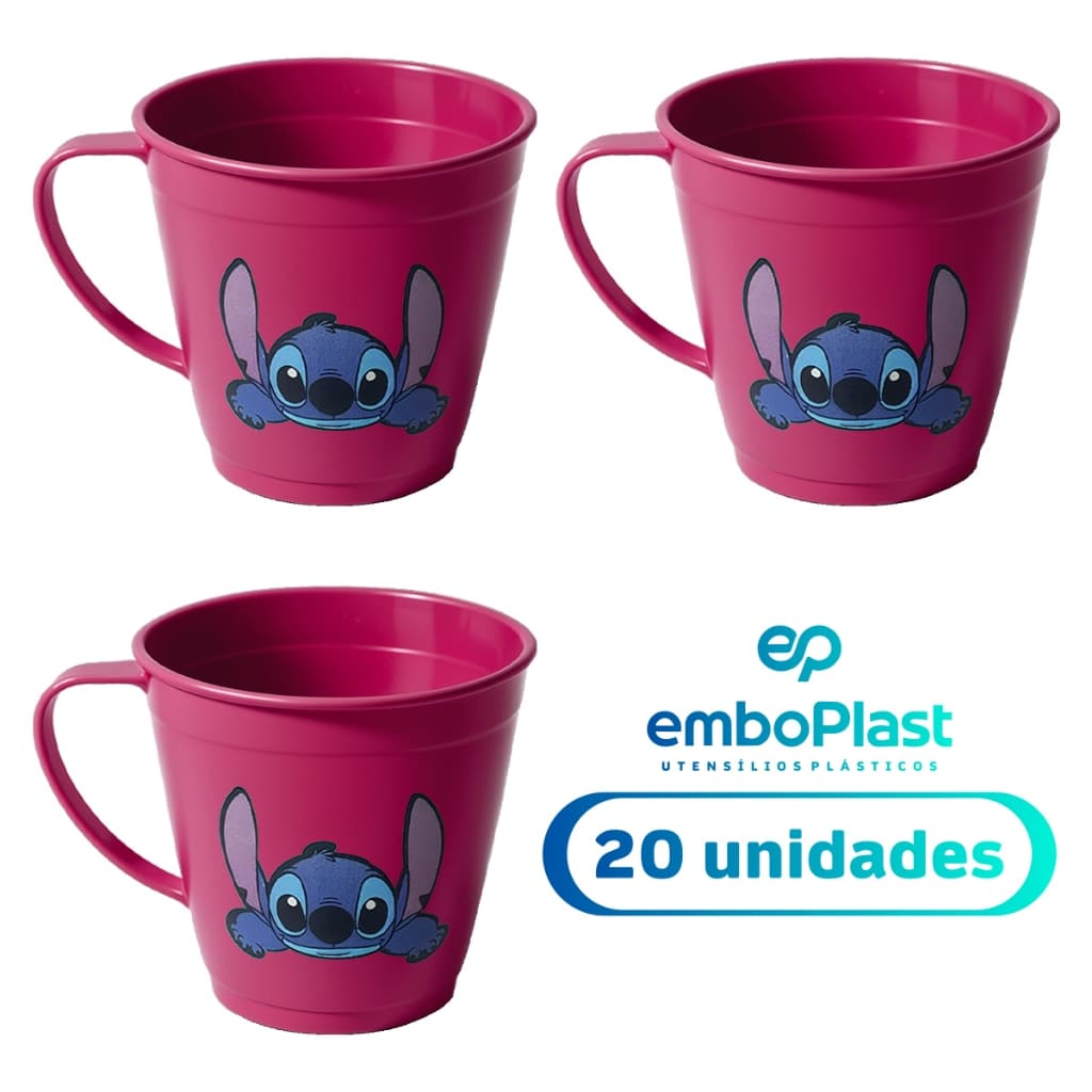 Kit 20 Canecas Plástico 300ml Alça Escolar Festas Merenda Cantina Lembrancinhas Aniversários