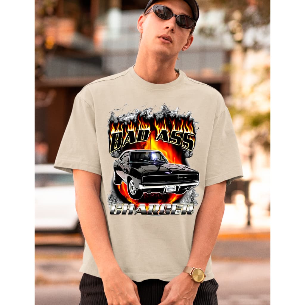 Camiseta Clássica Masculina Carro Bad Charger Novidade Moda Oversized Malha 100% Algodão Premium