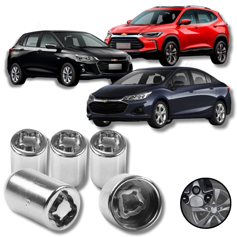 Kit Parafuso Porca Antifurto Roda GM Chevrolet Onix Tracker Cruze