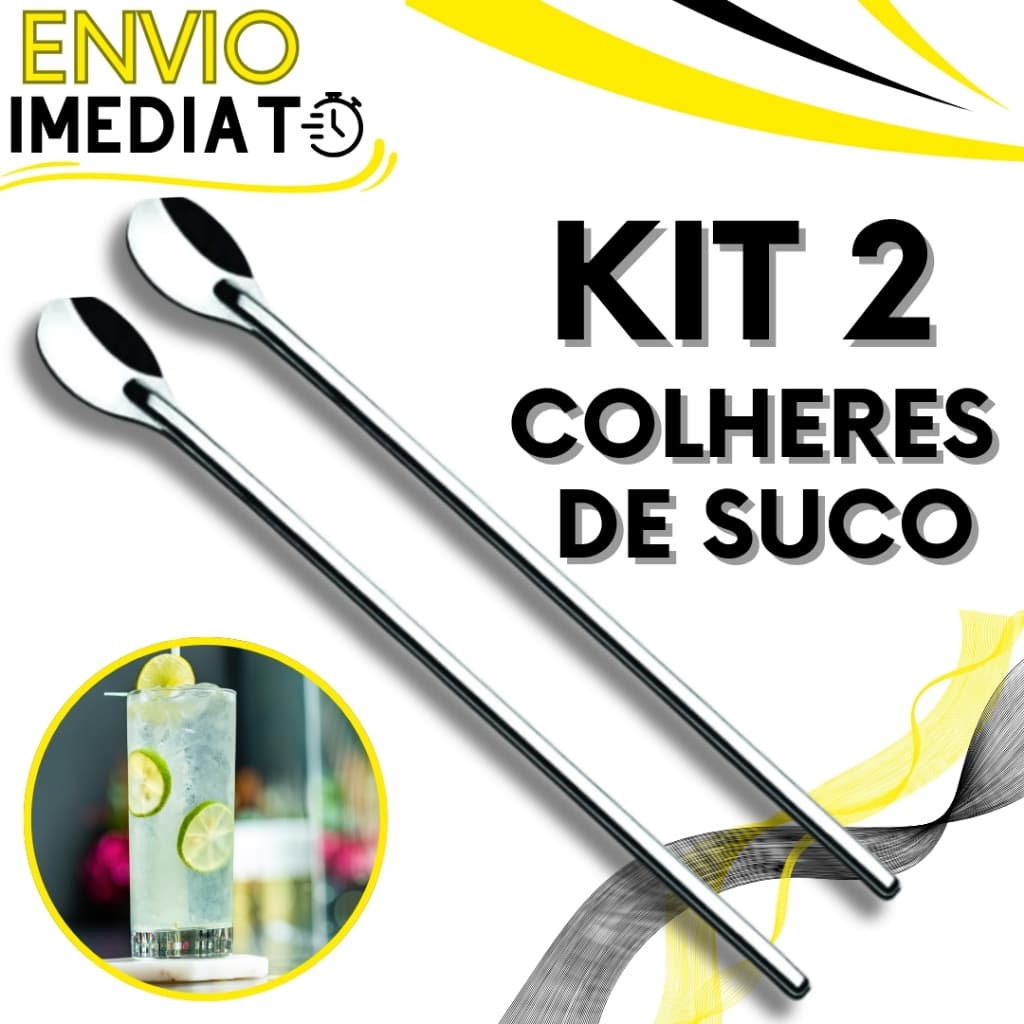 KIT 2 Colher de Suco Jarra Coquetel Aço Inox GRANDE 30 cm Para Casa Cozinha Padaria Bar Restaurante Bartender Barman
