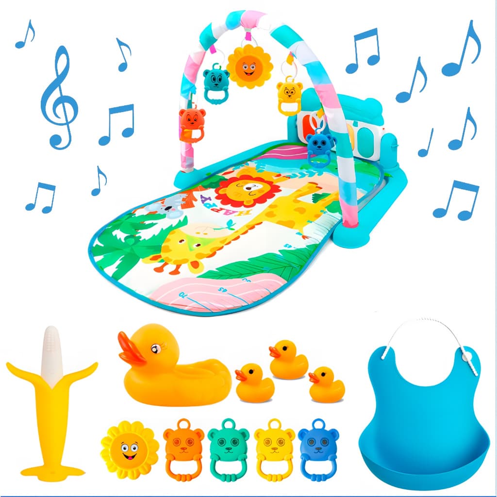 Tapete Educativo De Atividades Infantil Piano Musical Mordedor E Babador - Art Baby