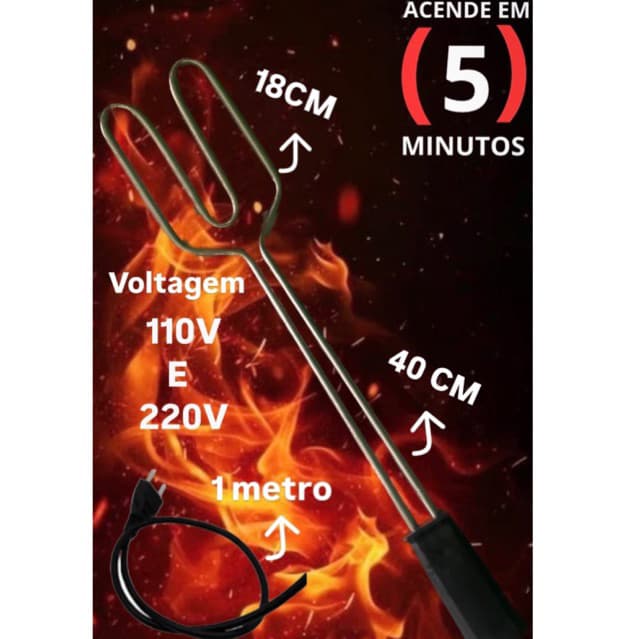 Acendedor de churrasqueira e lareira eletrico