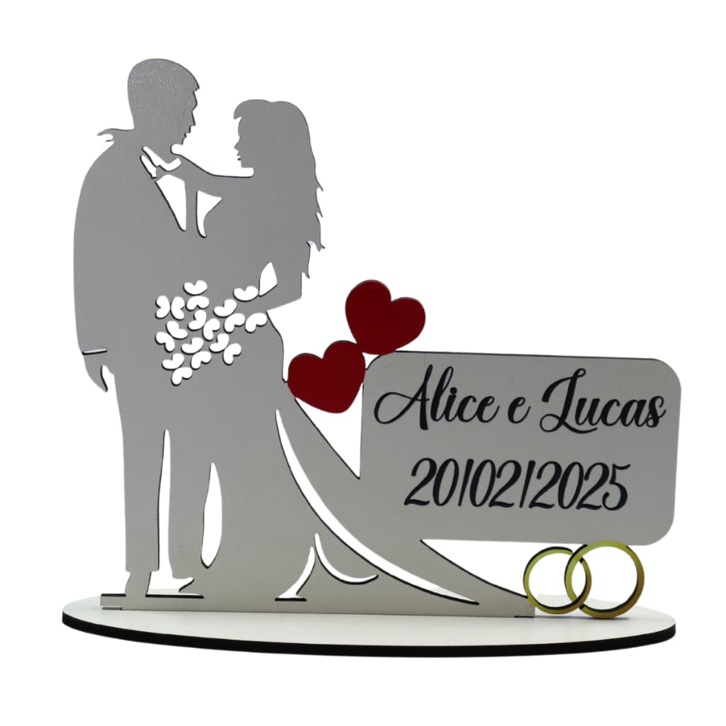 Kit Centro De Mesa gravação na UV Casamento Noivado Mdf Personalizado