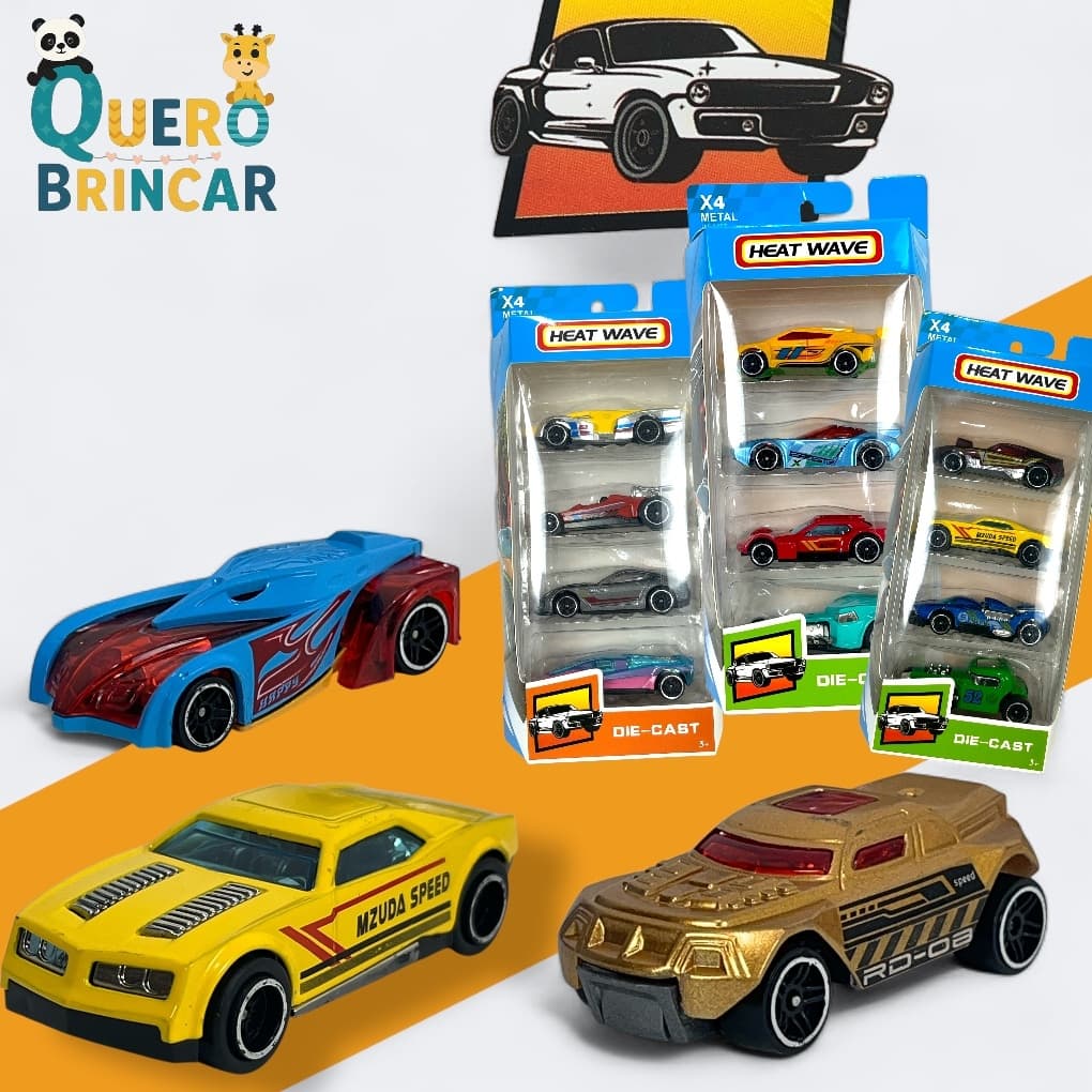 Carrinho estilo HOT WHEELS- Kit com 4 Carrinhos de Metal | Infantil, Resistente e Colecionável