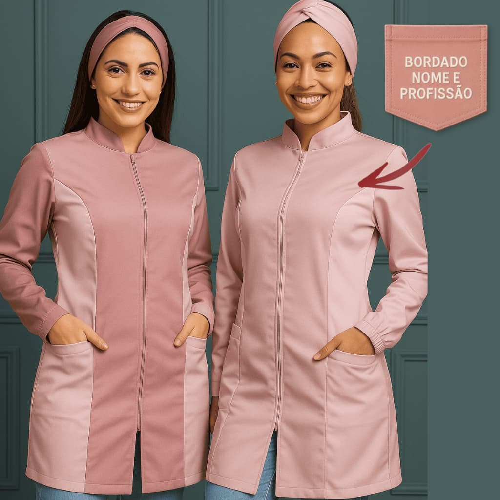 Jaleco Modelo R/R + BORDADO NOME E PROFISSÃO INCLUSO