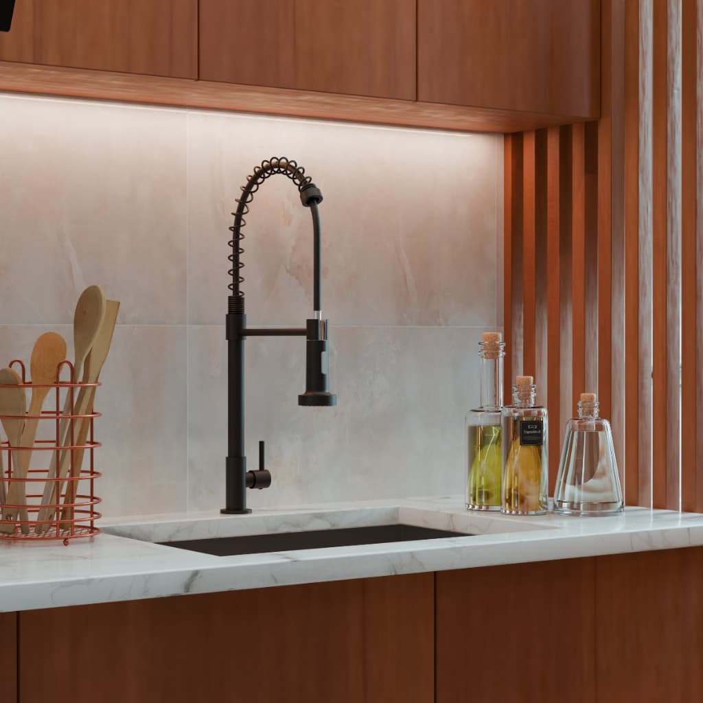 Torneira Gourmet  bancada Cozinha Preto Fosco Água Fria Flexivel