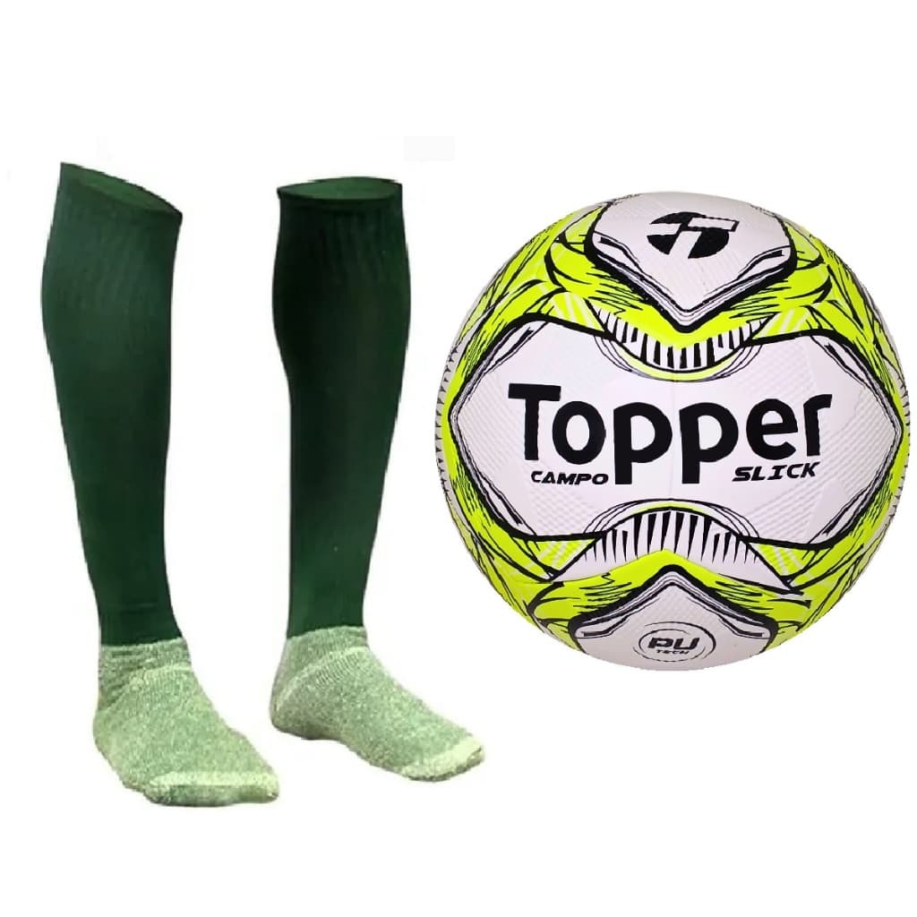 Bola Campo Topper Am + Meião Esportivo Vd- Tam 38-42