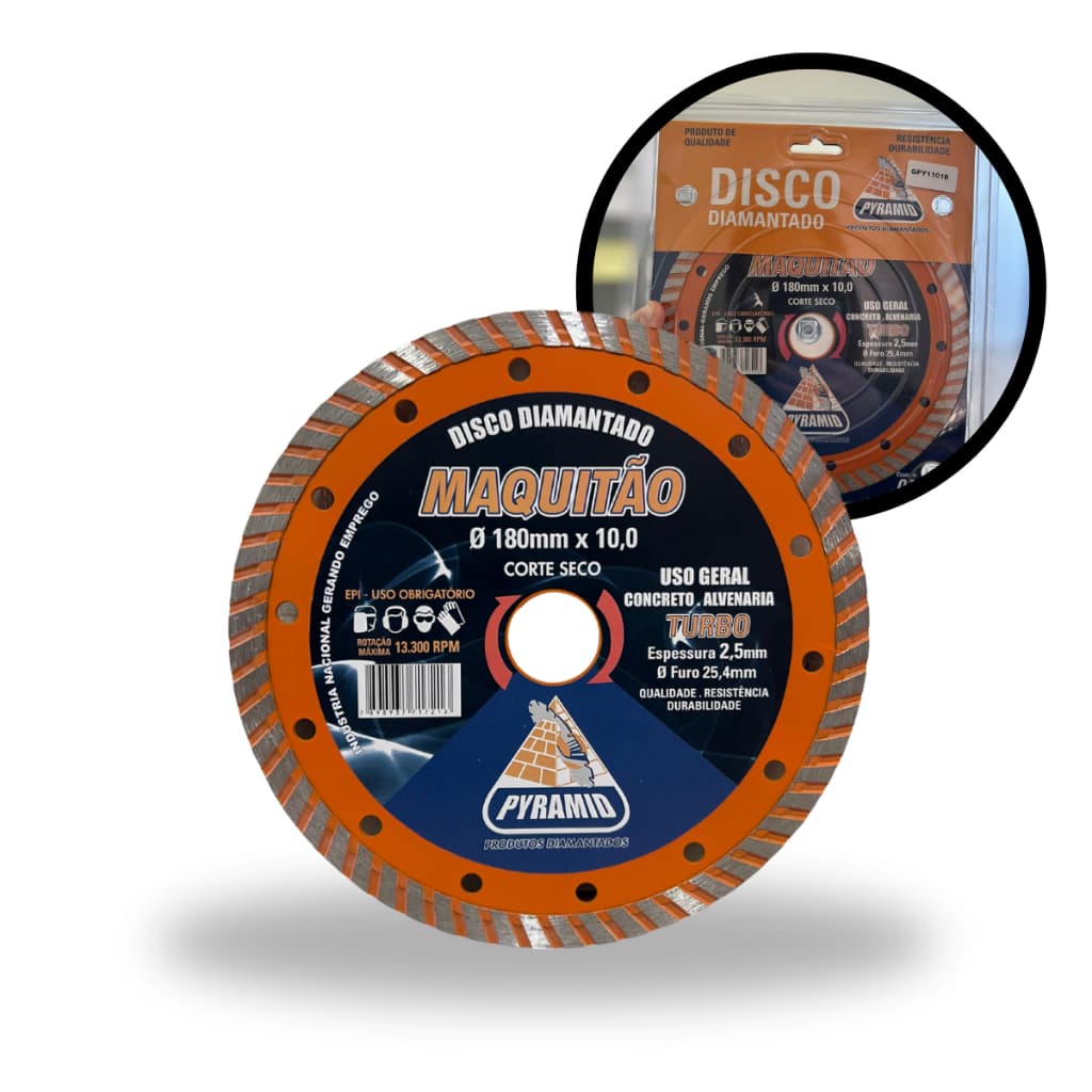 Disco de Corte Diamantado Turbo Maquitão (180mm) Concreto Mármore Granito Alvenaria