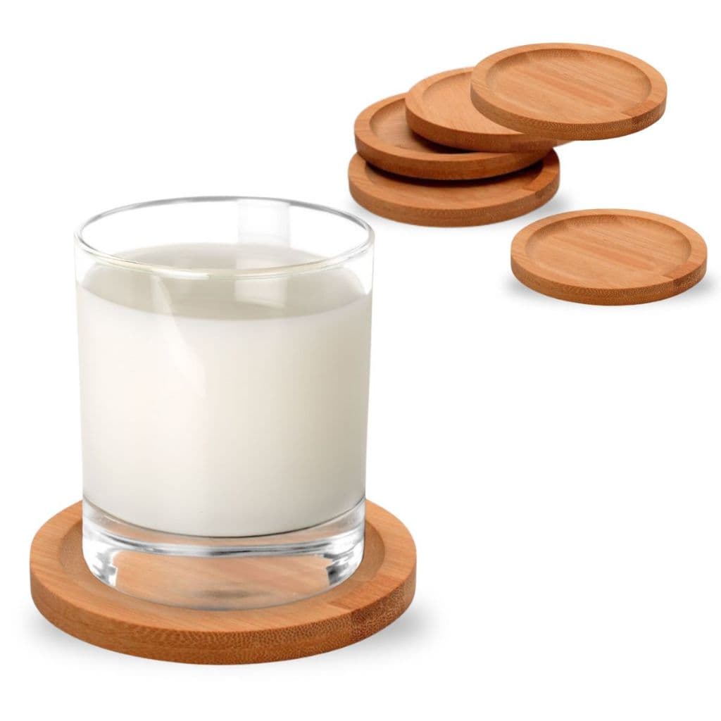 Kit Porta Copos Redondos de Bambu – 6 Peças Elegantes para Mesa ou Bar
