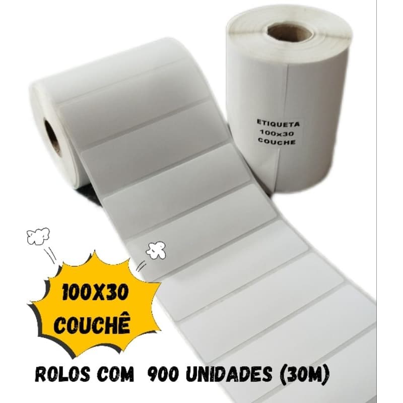 etiqueta 100x30 couchê (30m/900etiquetas) nescessário uso de ribbon.
