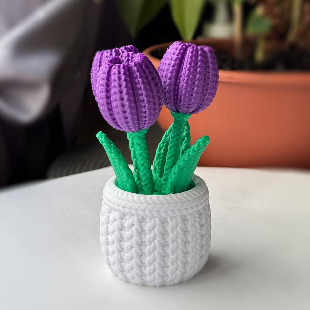Vasos Decorativos Flores Coloridas– Plástico Estilo Crochê
