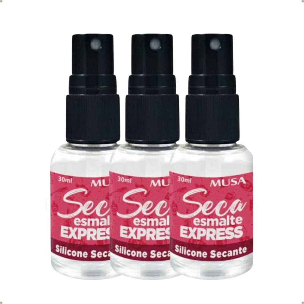 Kit 3un Seca Express Musa Silicone Spray Seca em 60 Segundos 30ml