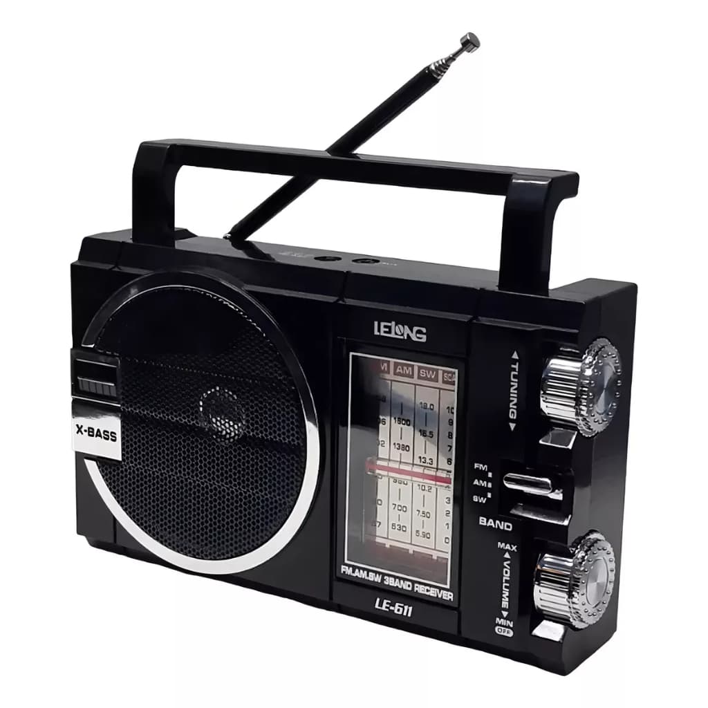 Rádio Portátil AM FM SW Antigo Retro Lelong LE-611
