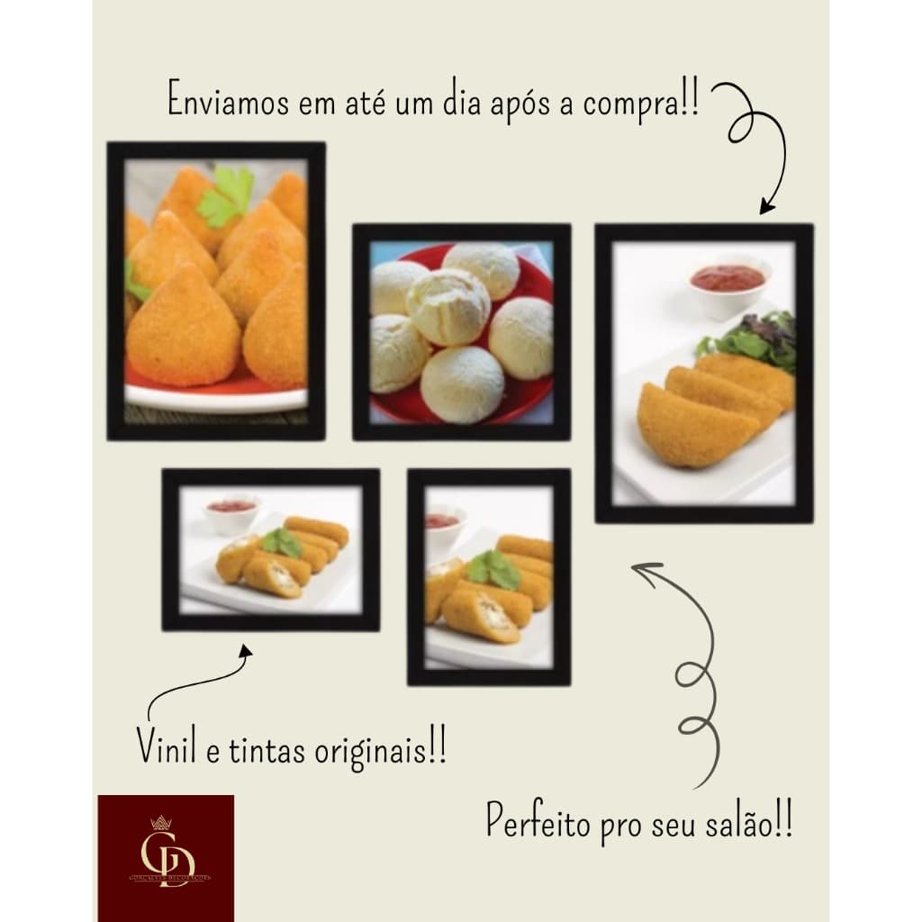 Quadros decorativos 5 peças mosaicos para sua sala ou quarto Lanchonete - Coxinha - Salgados Star  4