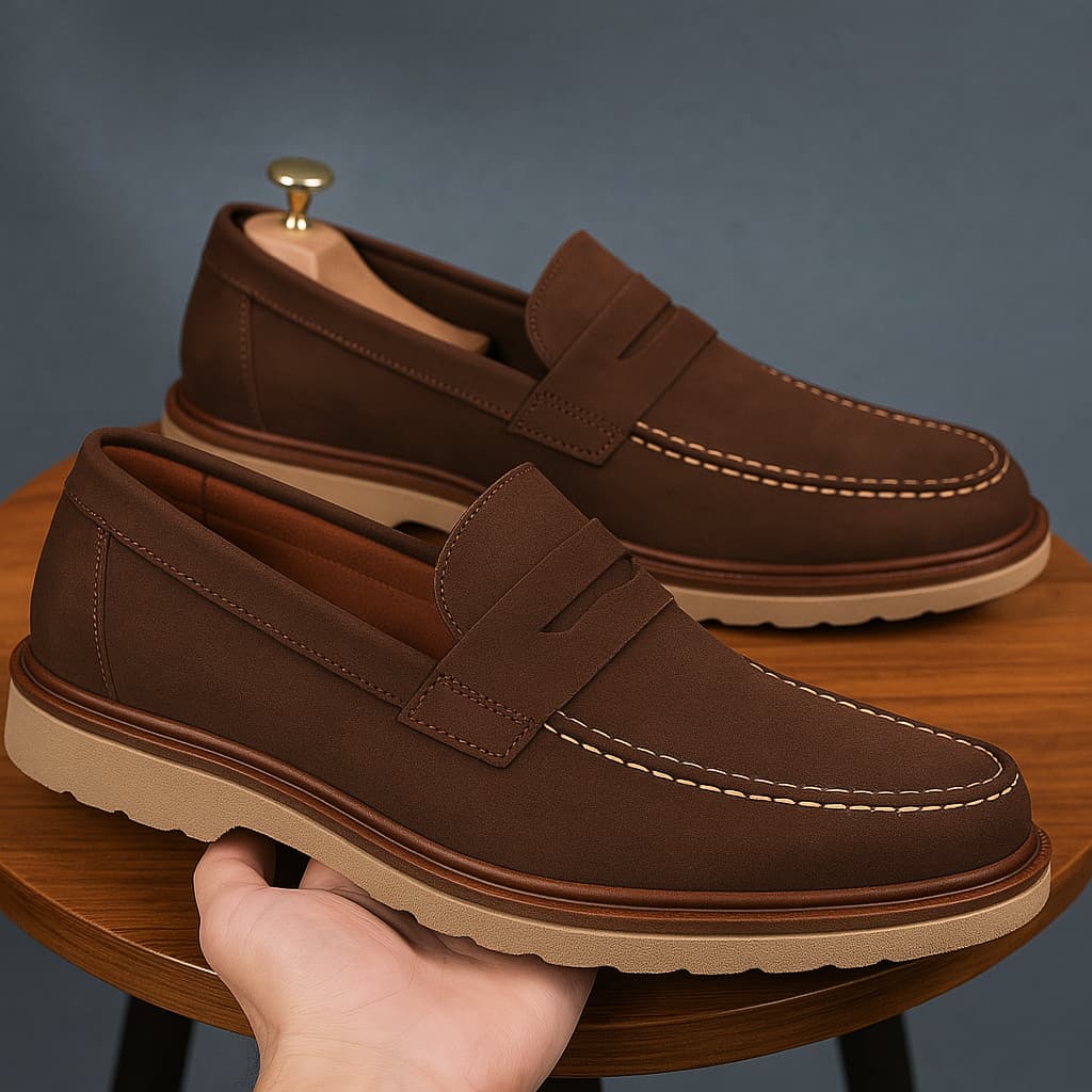 Loafer mocassim Oxford Em Couro Camurça Masculino Sport Fino Brogue Veludo Derby