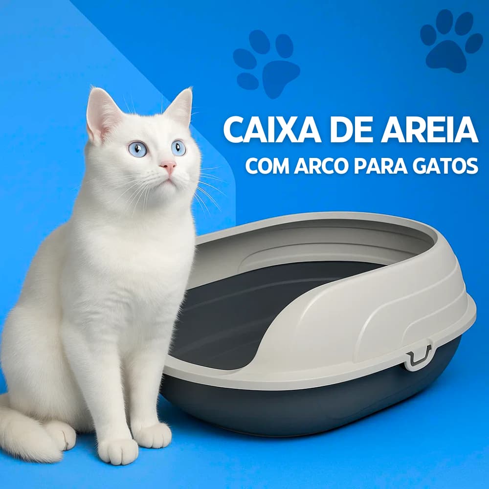 Caixa De Areia Sanitária Bandeja Higiênica Com Arco Para Gato e Pá Higiênica