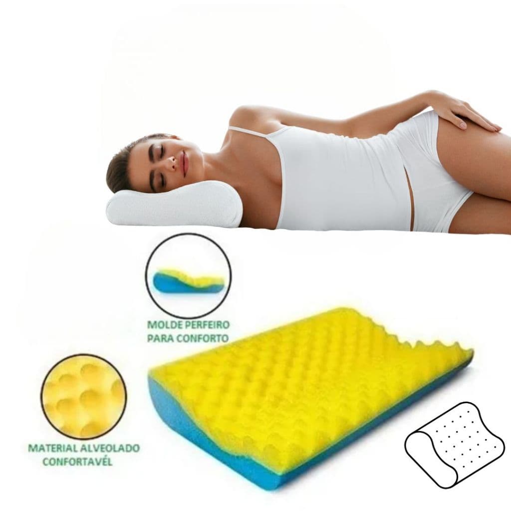 Travesseiro Ortopédico Pillow Cervical Pescoço Ergonômico e Terapêutico Para Coluna Caixa de Ovo
