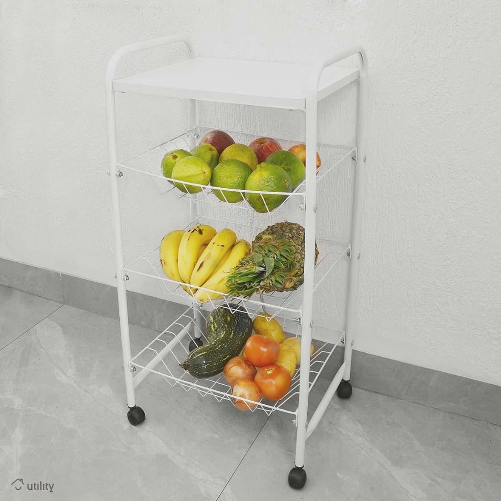 Fruteira de Chão com Cestos Fixos Modelo Plus com Rodinha