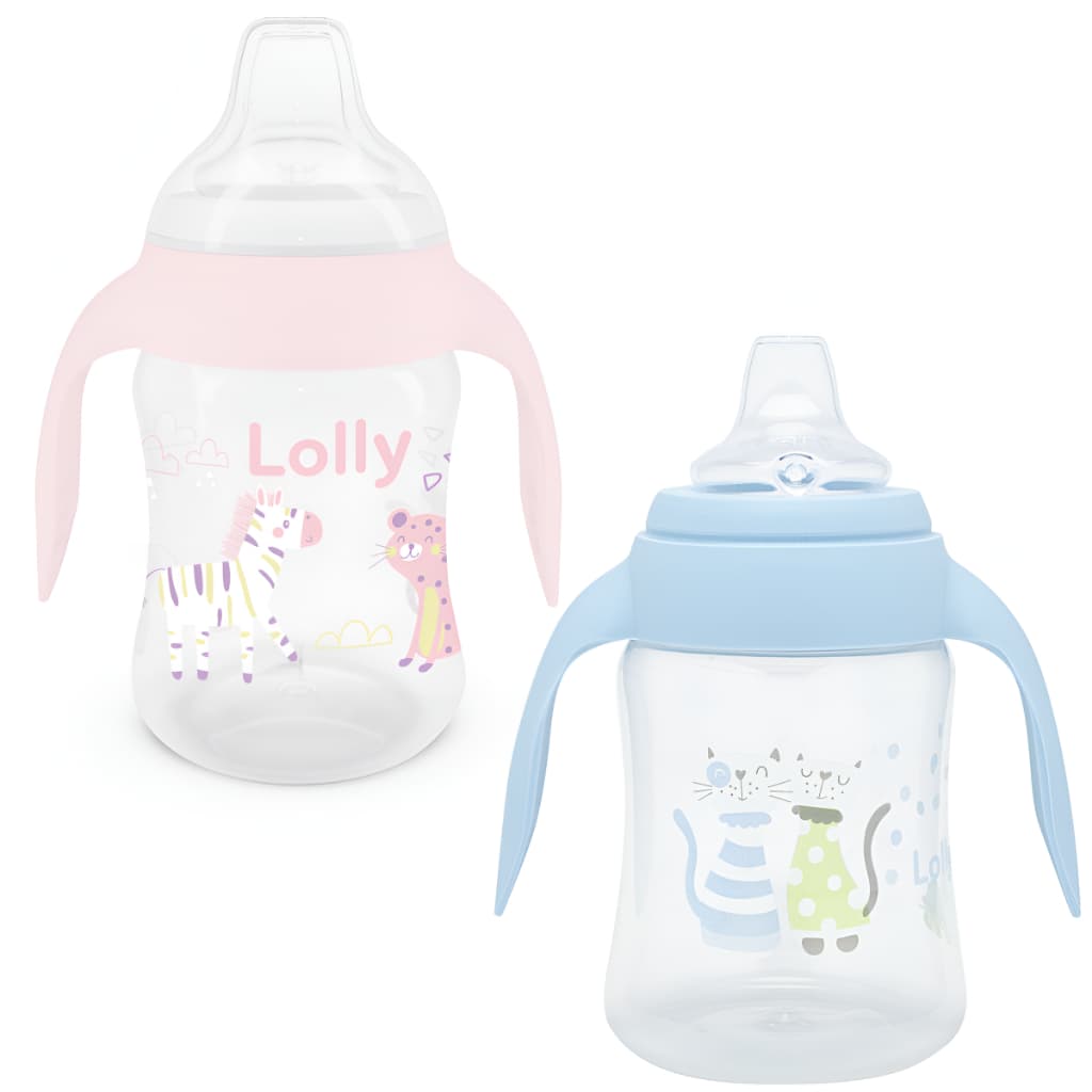 Copo para Transição Treinamento 250ml Válvula Anticolica Bico de Silicone Antivazamento Lolly +6m