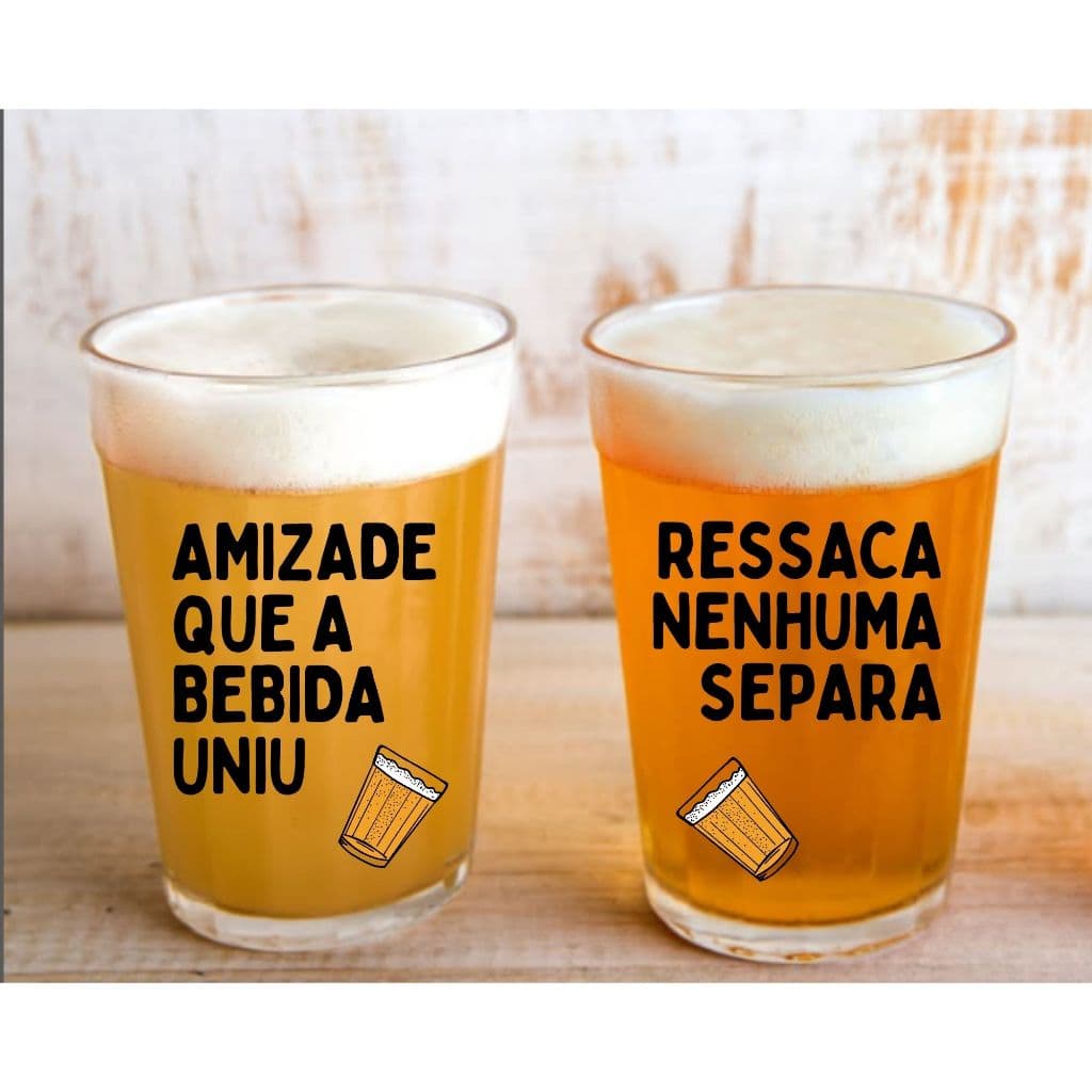 Jogo 2 Copos Americanos Personalizados Duo Amizade Frase Ressaca Cerveja Presente Criativo Meme