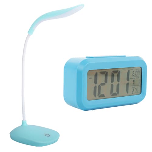 Relógio Digital com Alarme + Luminária LED Touch – Conjunto Moderno para Quarto ou Escritório