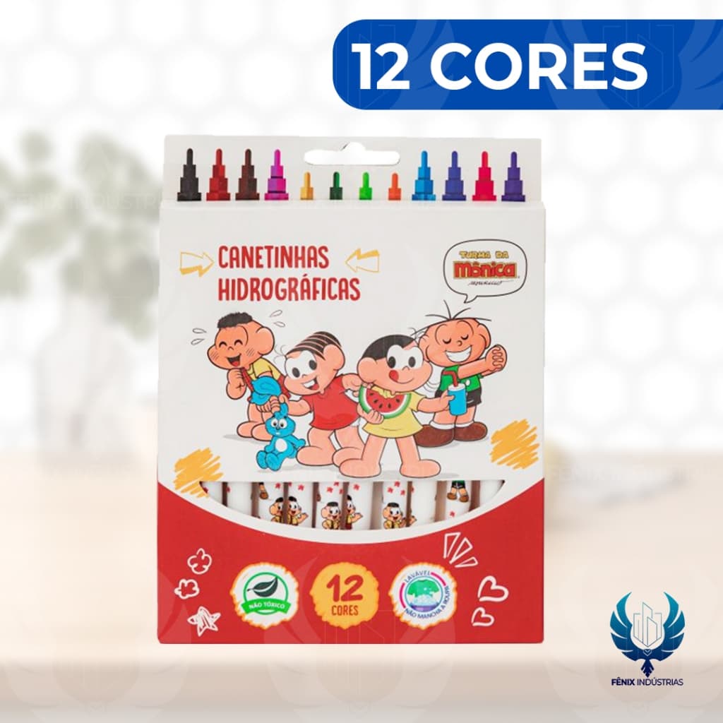 🎨 Canetinha Hidrográfica LYKE - Turma da Mônica - Estojo com 12 Cores