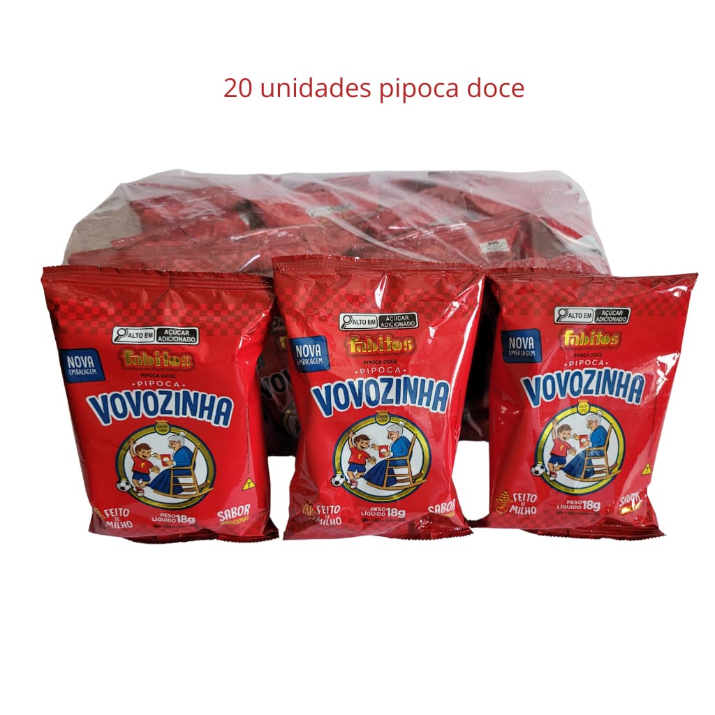 Pipoca Doce Vovozinha 20 Unidades 18g Cada Festa Infantil Lembrancinha Kit Doces Atacado