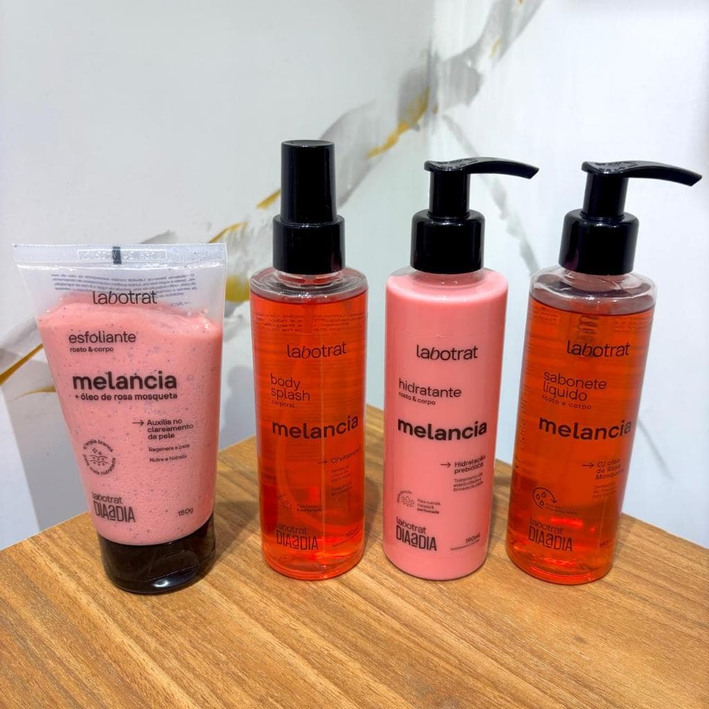 Labotrat Melancia com Rosa Mosqueta Esfoliante 150g+ Sabonete Líquido + Hidratante + Body Splash Hidratante