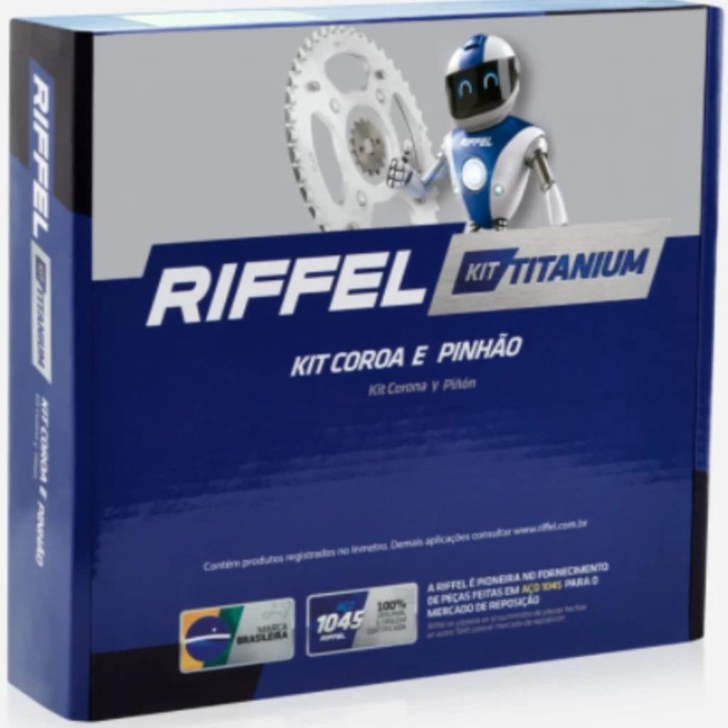 KIT RELAÇÃO TRAÇÃO TRANSMISSÃO CG TITAN FAN 150 2004 2005 2006 2007 2008 2009 A 2015 ORIGINAL RIFFEL