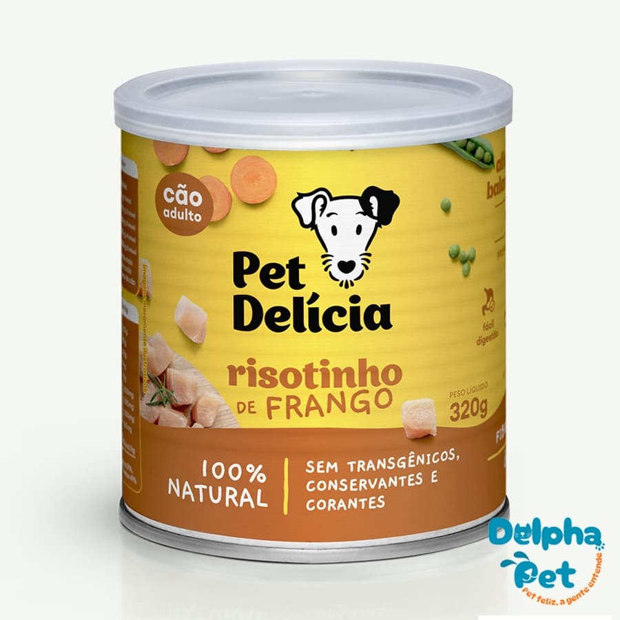 Ração Úmida Natural para Cães Risotinho de Frango 320g Pet Delicia